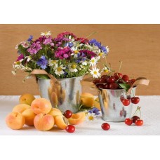 Алмаз мозаика (клас.) 30х40 см, с подр., с полн. заполн.(цв.) Яркие цветы и ягоды.( Арт. AC34079)